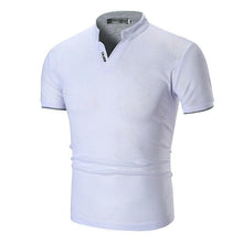Load image into Gallery viewer, Hot Mens Shirt Solid Cotton Slim Fit Short Sleeve V-Neck
